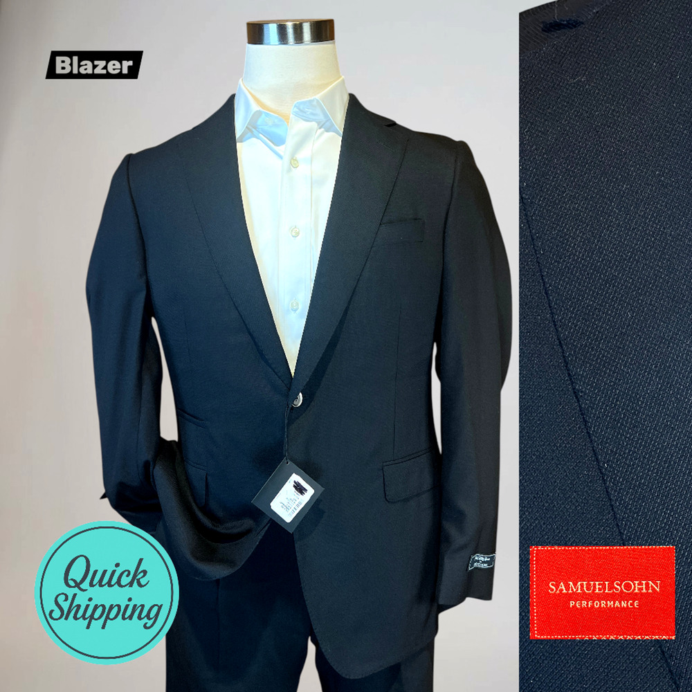 New Samuelsohn Blazer 40R Black Textured S130s Sport Jacket Designer Luxury NWT